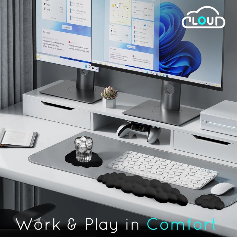 Labeol Cloud Wrist Rest for Computer Keyboard Arm Wrist Rest with Non-Slip Base Extended Wrist Rest Ergonomic Memory Foam for Keyboard and Mouse Typing Pain Relief, Office, Gaming, Computer - Image 5